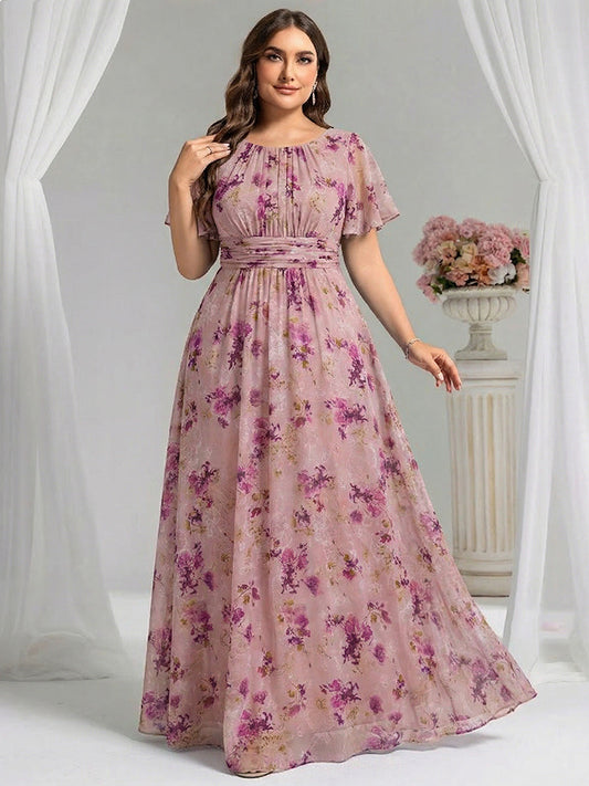 pretty KIMORA|Plus Size Simple Chiffon Pleated A-Line Bridesmaid Dress