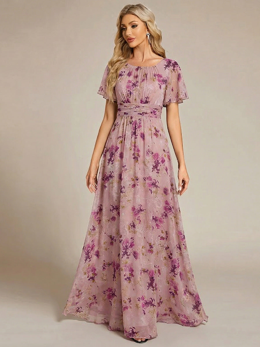 ever KIMORA|Ruched Chiffon Ruffle Sleeve Bridesmaid Dress