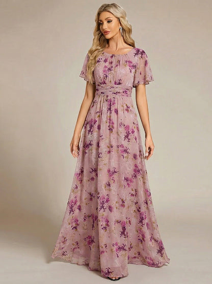 ever KIMORA|Ruched Chiffon Ruffle Sleeve Bridesmaid Dress