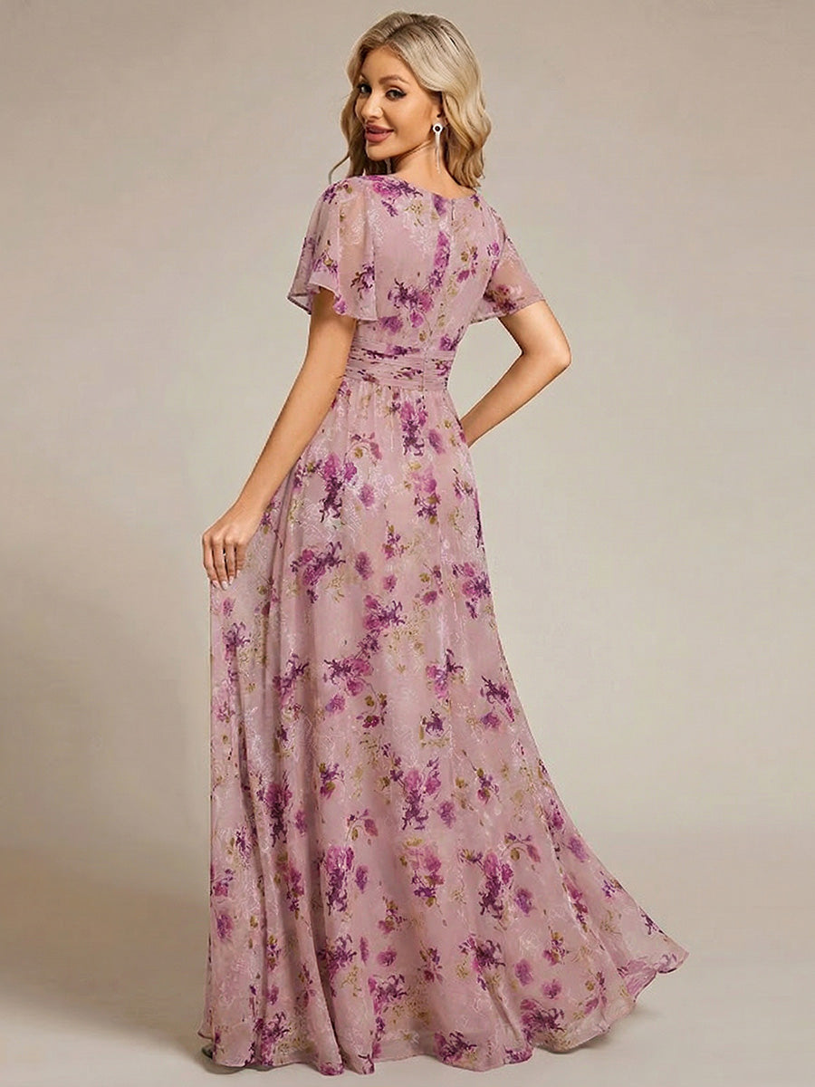 ever KIMORA|Ruched Chiffon Ruffle Sleeve Bridesmaid Dress