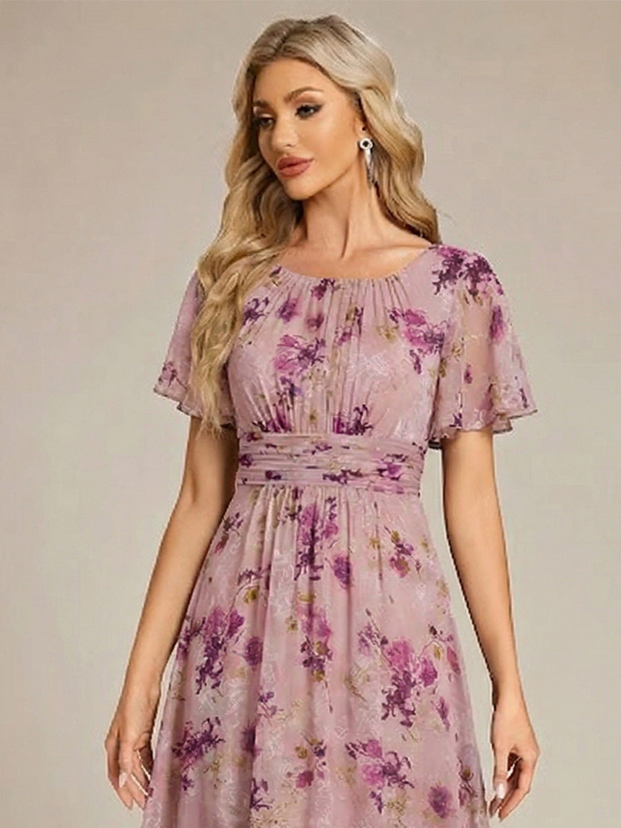 ever KIMORA|Ruched Chiffon Ruffle Sleeve Bridesmaid Dress