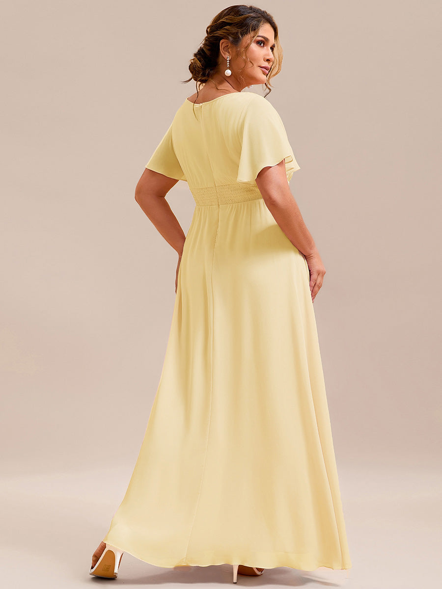 ever KIMORA|Maxi Chiffon Ruffles Sleeve Wedding Guest Dress