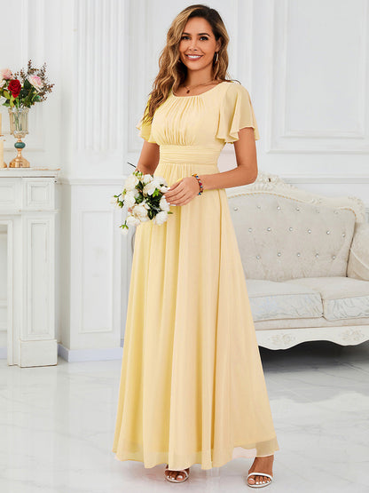 ever KIMORA|Maxi Chiffon Ruffles Sleeve Wedding Guest Dress
