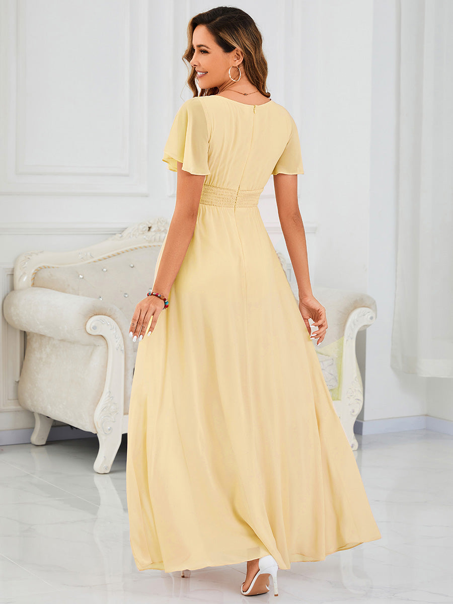ever KIMORA|Maxi Chiffon Ruffles Sleeve Wedding Guest Dress