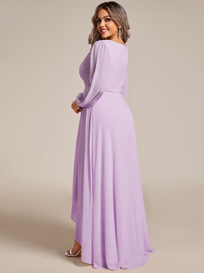 ever GRIFFIN|A-Line Pleated See-Through Long Lantern Midi Chiffon Bridesmaid Dress