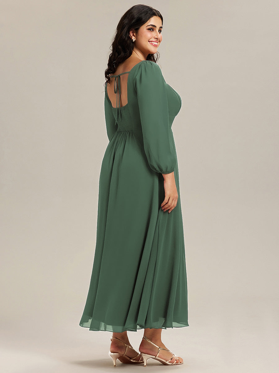 ever LYDIA|See-through Chiffon Lantern Sleeve Bridesmaid Dress