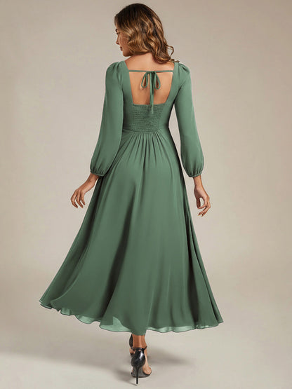 ever LYDIA|See-through Chiffon Lantern Sleeve Bridesmaid Dress
