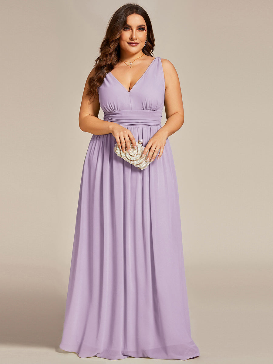 ever HUSH|Chiffon Empire Waist Sleeveless Pleated V-neck Bridesmaid Dress