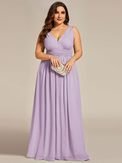 ever HUSH|Chiffon Empire Waist Sleeveless Pleated V-neck Bridesmaid Dress