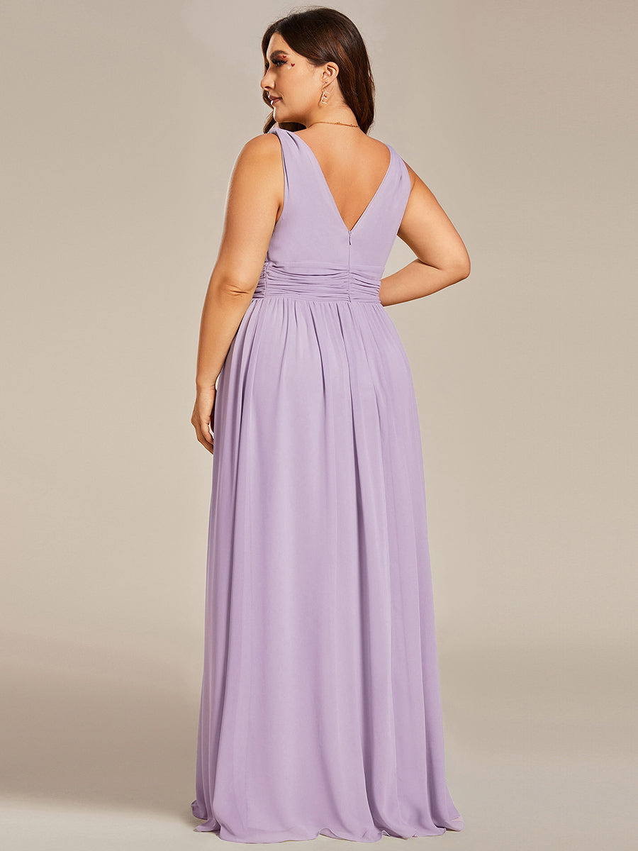ever HUSH|Chiffon Empire Waist Sleeveless Pleated V-neck Bridesmaid Dress