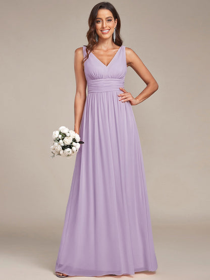 ever HUSH|Chiffon Empire Waist Sleeveless Pleated Bridesmaid Dress
