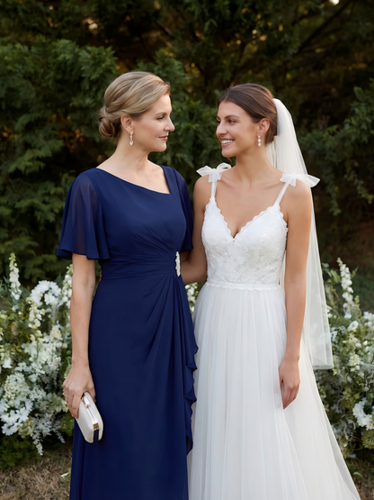 ever LILOU|Ruffle Sleeve Chiffon Midi Mother of the Bride Dress