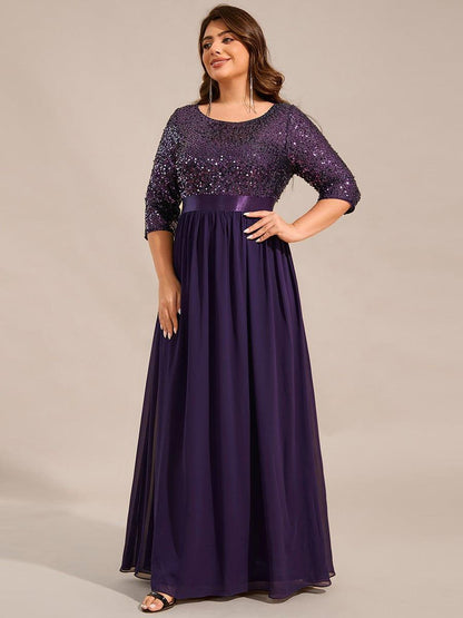 ever FLORENCE|Sequin Round Neckline Dress with Chiffon