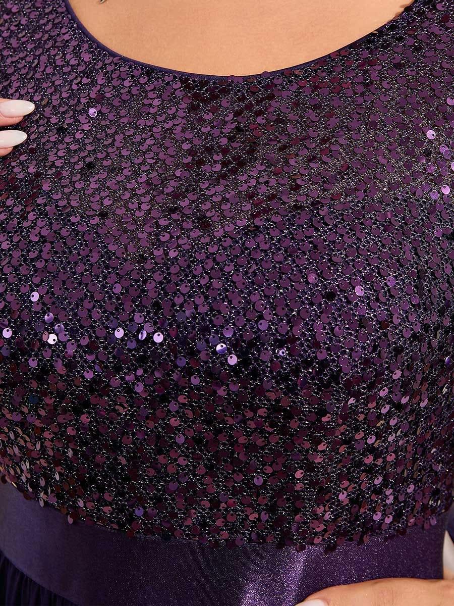 ever FLORENCE|Sequin Round Neckline Dress with Chiffon