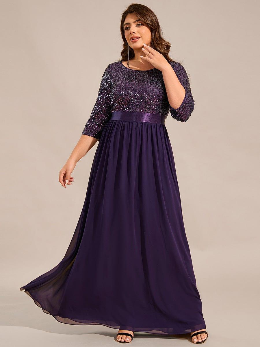 ever FLORENCE|Sequin Round Neckline Dress with Chiffon