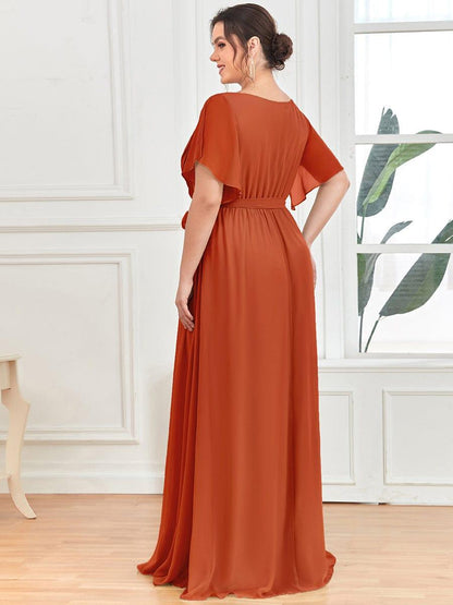 ever LEORA|A-Line Pleated Chiffon Tie-Waist Wedding Guest Dress
