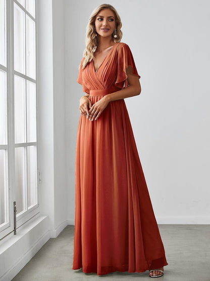 ever LEORA|Flowy Pleated A-Line Chiffon Tie-Waist Bridesmaid Dress