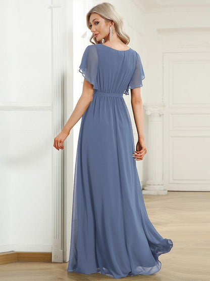 ever LEORA|Flowy Pleated A-Line Chiffon Tie-Waist Bridesmaid Dress
