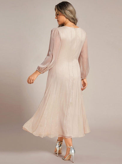 ever EMBER|Glitter Twist Knot See-Through Long Sleeve Wedding Guest Dress