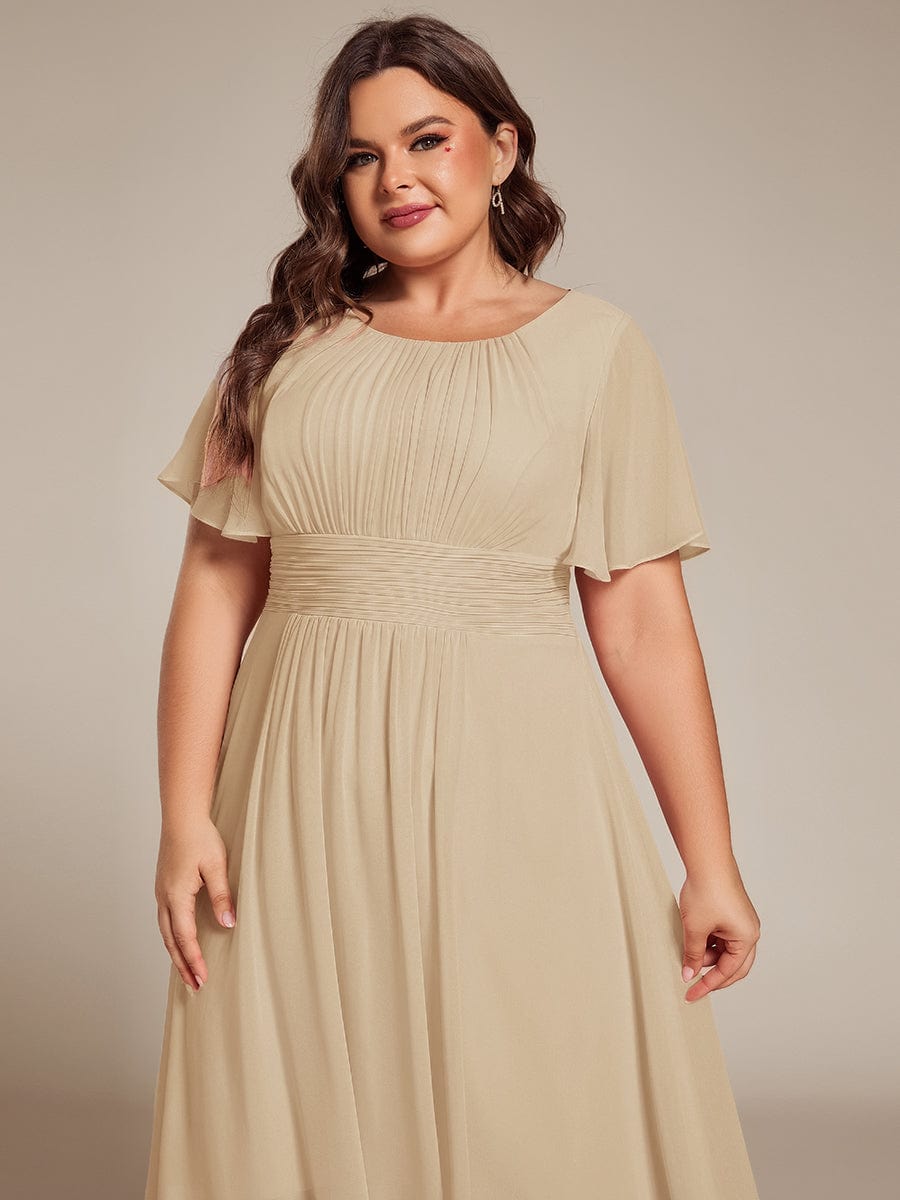 ever EDEN|Flowy Chiffon Round Neckline A-Line Knee Length Wedding Guest Dress