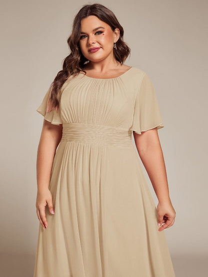 ever EDEN|Flowy Chiffon Round Neckline A-Line Knee Length Bridesmaid Dress