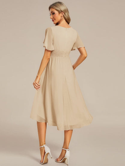 ever EDEN|Flowy Chiffon Round Neckline A-Line Knee Length Bridesmaid Dress