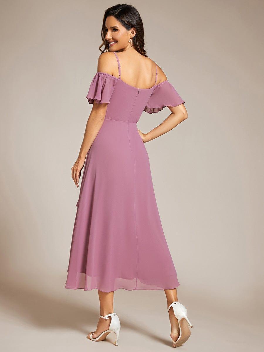 ever JORDANE|Spaghetti Strap Cold Shoulder Chiffon A-Line Midi Bridesmaid Dress