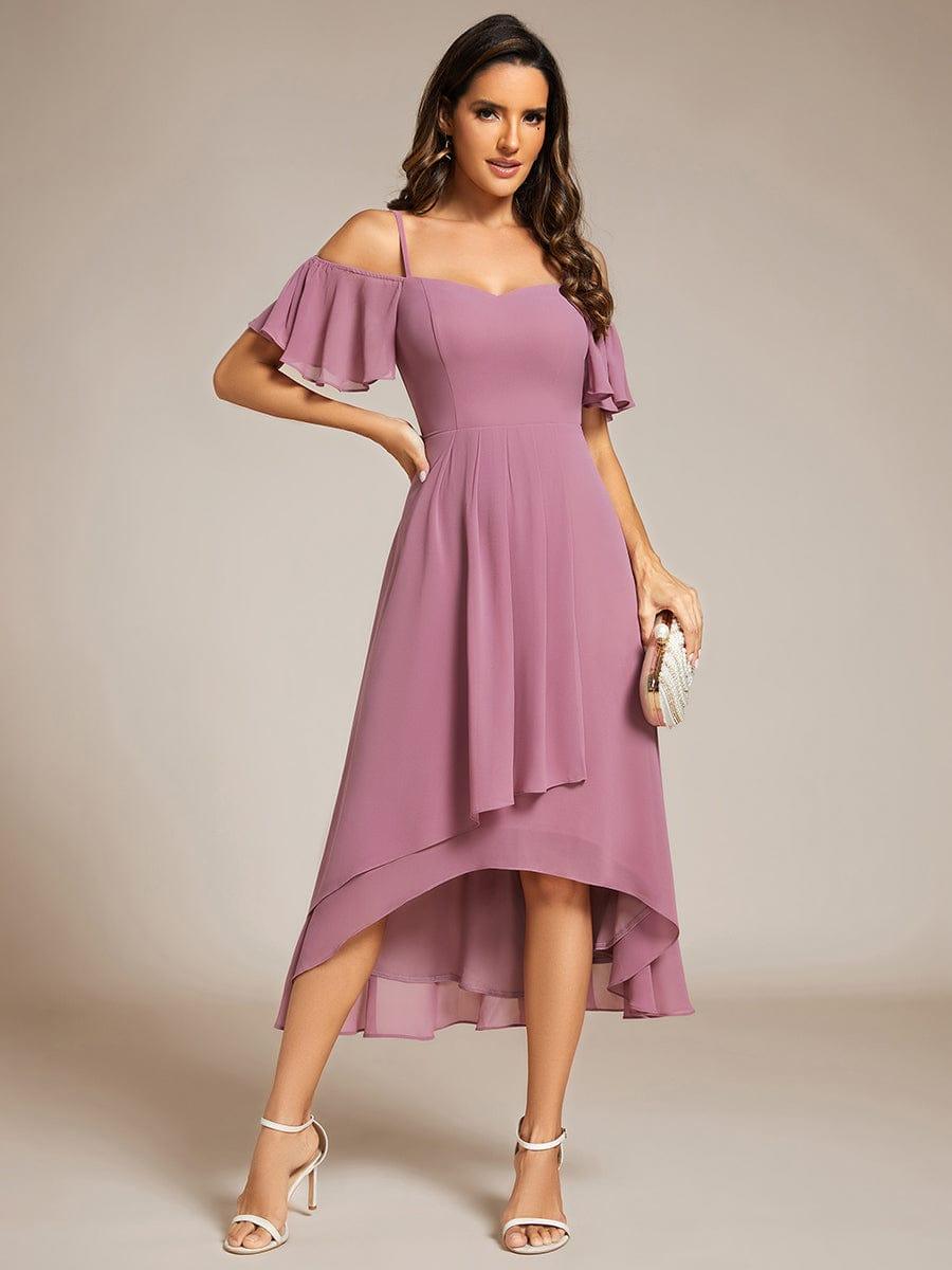 ever JORDANE|Spaghetti Strap Cold Shoulder Chiffon A-Line Midi Bridesmaid Dress