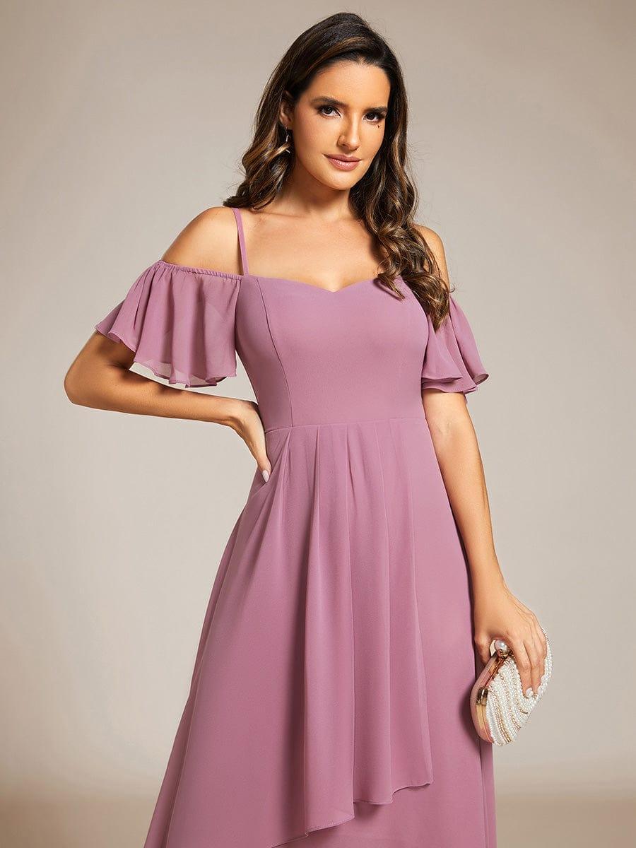 ever JORDANE|Spaghetti Strap Cold Shoulder Chiffon A-Line Midi Bridesmaid Dress