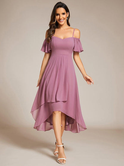 ever JORDANE|Spaghetti Strap Cold Shoulder Chiffon A-Line Midi Bridesmaid Dress