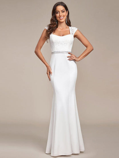 MARSEILLE'S BRIDE|Simple Cap Sleeve Sweetheart Mermaid Style Wedding Dress
