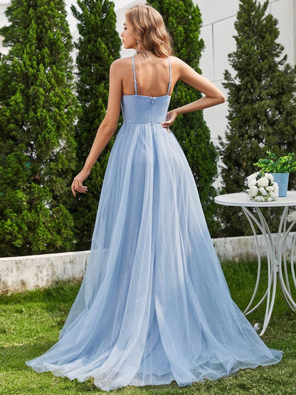 NORESSA'S BRIDE|A-Line Halter Neck Applique Wedding Dress with Tulle