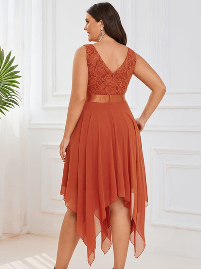 pretty COSTA|Plus Size Stunning V Neck Prom Lace Dress for Women