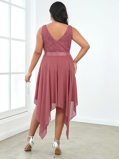 pretty COSTA|Plus Size Stunning V Neck Prom Lace Dress for Women