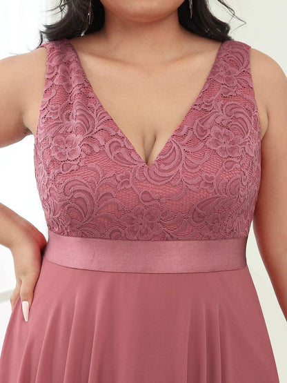 pretty COSTA|Plus Size Stunning V Neck Prom Lace Dress for Women