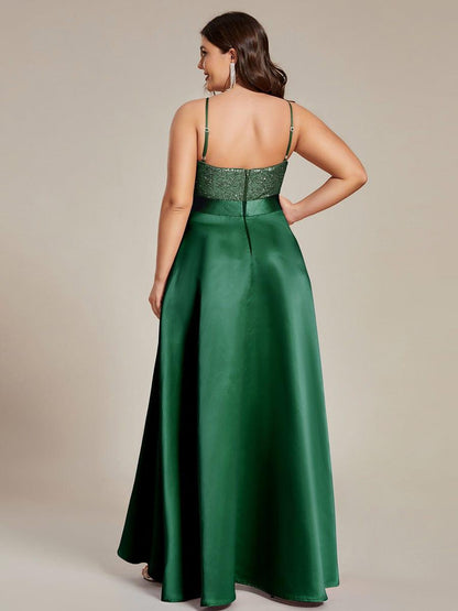 pretty ALYNA|High Low Sleeveless Plus Size Dresses With Sequin for Evening