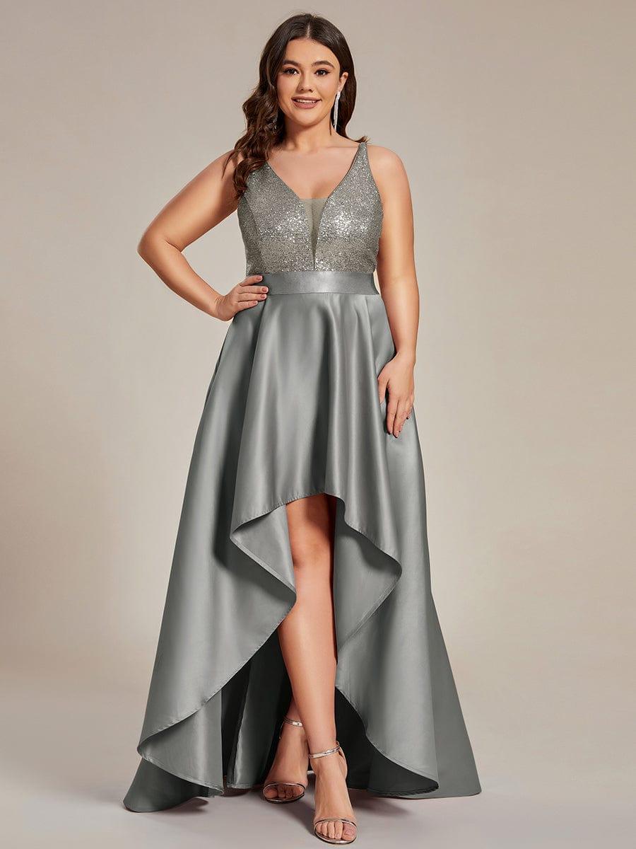 pretty ALYNA|High Low Sleeveless Plus Size Dresses With Sequin for Evening