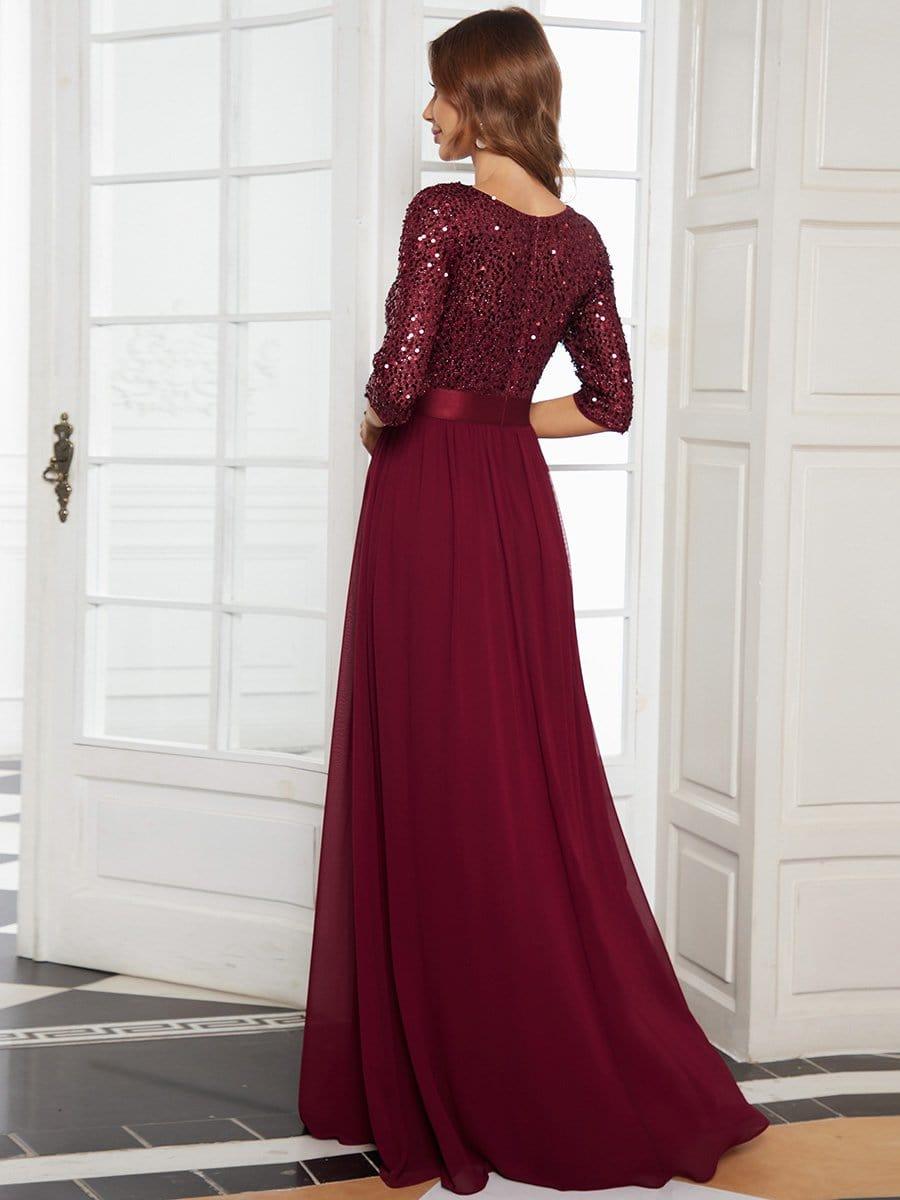 ever FLORENCE|Sequin Round Neckline Dress with Chiffon