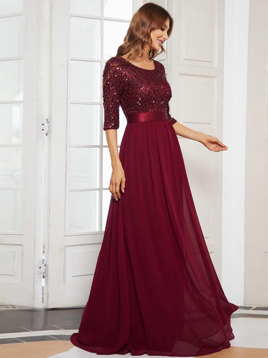 ever FLORENCE|Sequin Round Neckline Dress with Chiffon