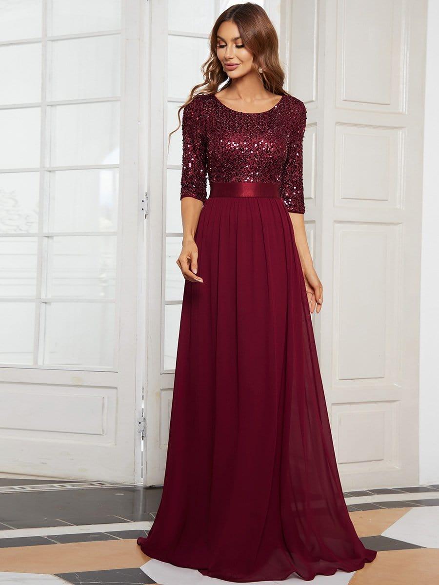 ever FLORENCE|Sequin Round Neckline Dress with Chiffon