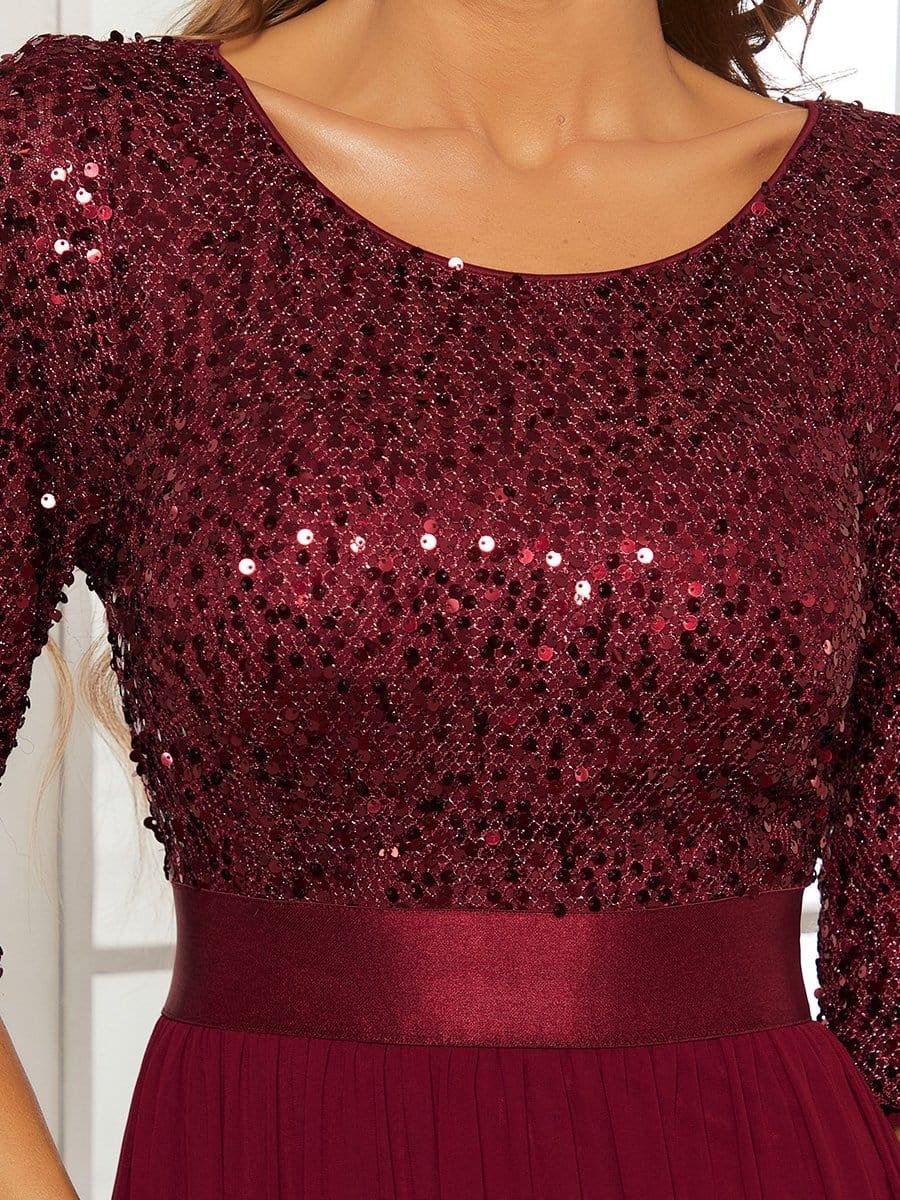 ever FLORENCE|Sequin Round Neckline Dress with Chiffon