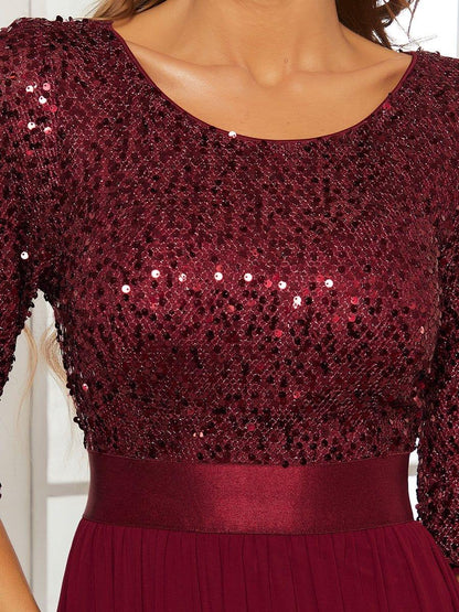 ever FLORENCE|Sequin Round Neckline Dress with Chiffon