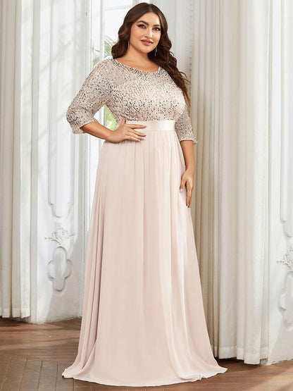 pretty FLORENCE|Plus Size Sequin 3/4 Sleeves Dresses