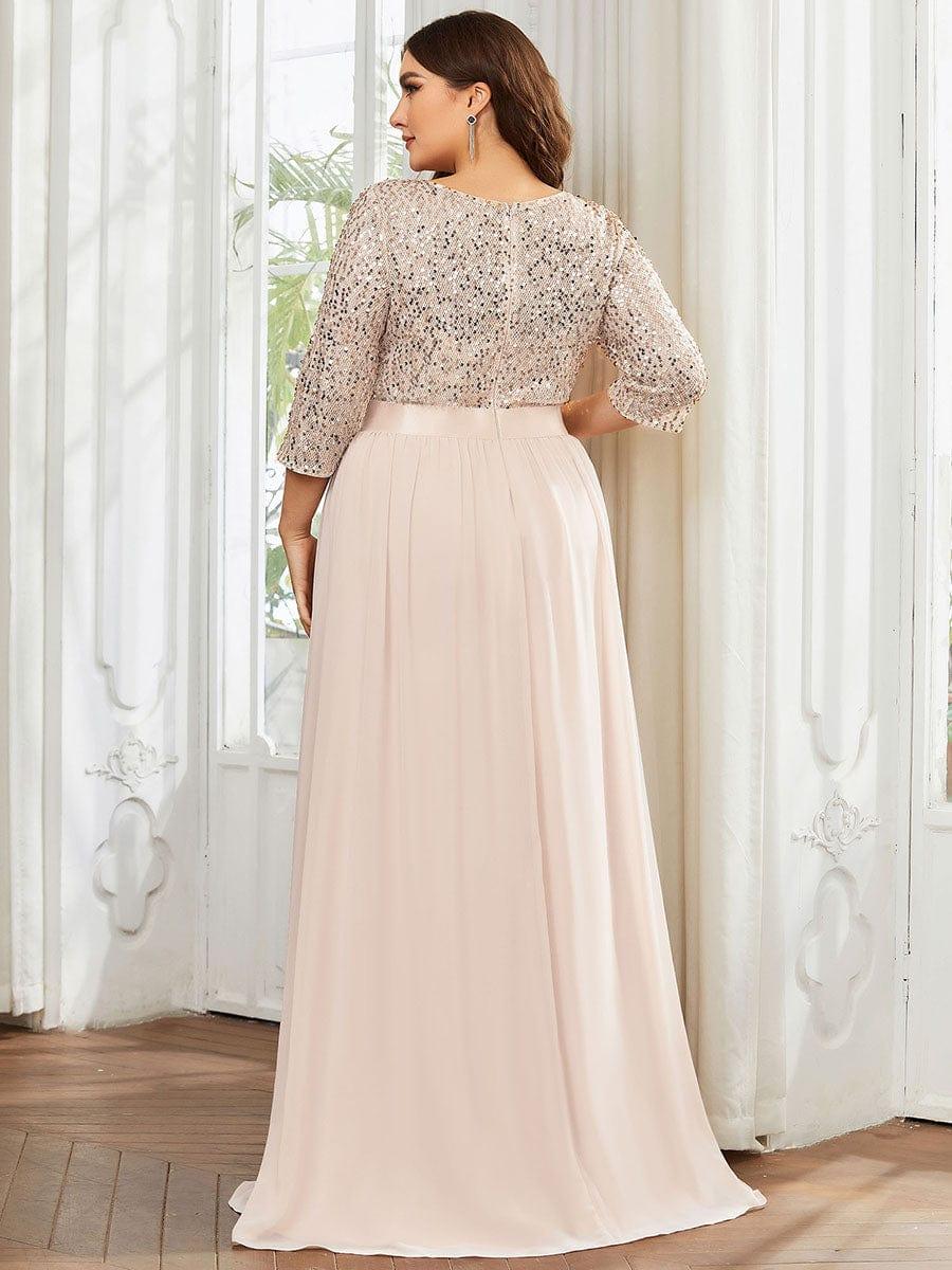 ever FLORENCE|Sequin Round Neckline Dress with Chiffon
