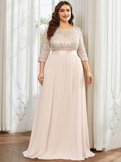 pretty FLORENCE|Plus Size Sequin 3/4 Sleeves Dresses