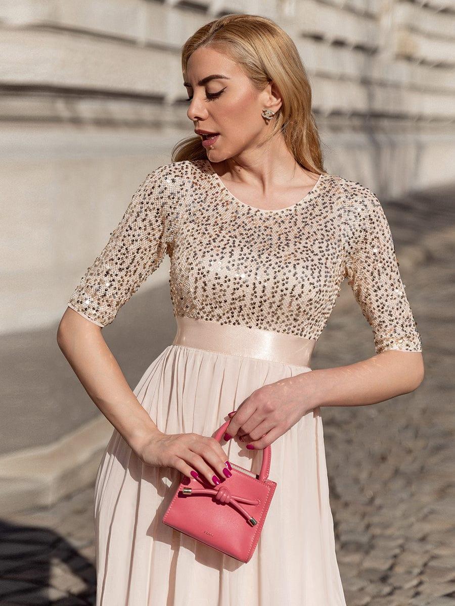 ever FLORENCE|Sequin Round Neckline Dress with Chiffon