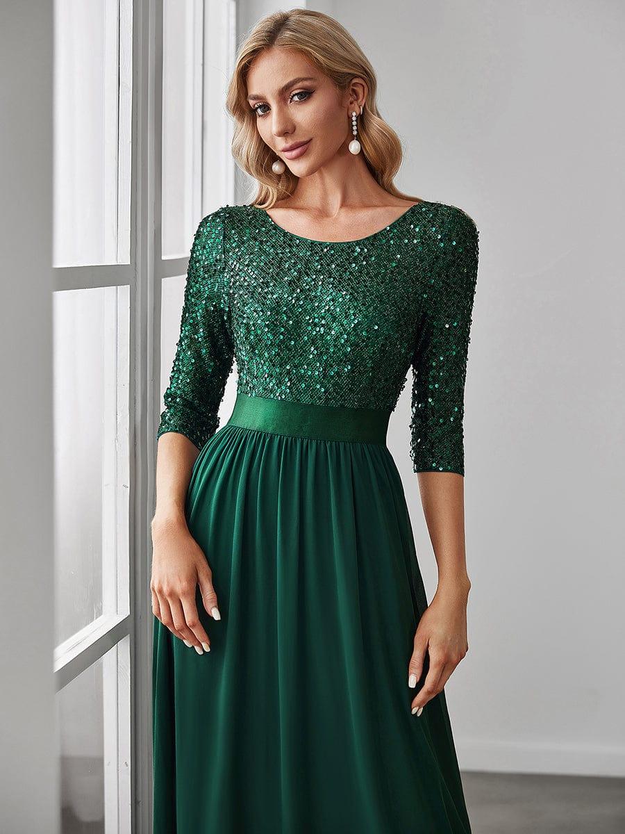 ever FLORENCE|Sequin Round Neckline Dress with Chiffon