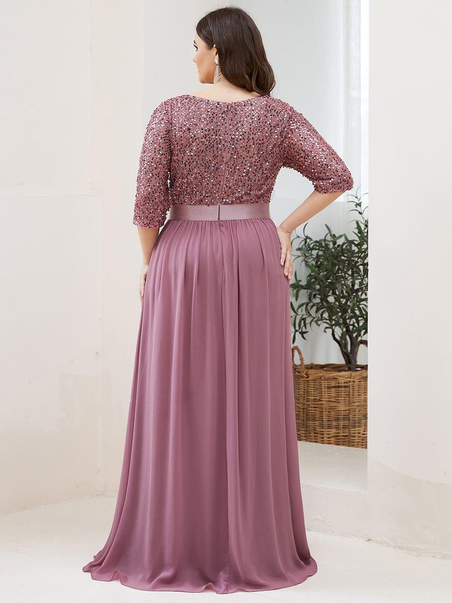 ever FLORENCE|Sequin Round Neckline Dress with Chiffon