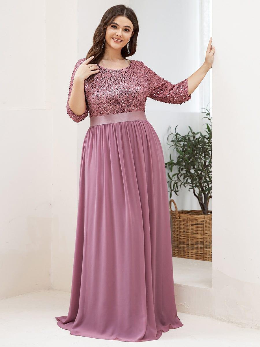 ever FLORENCE|Sequin Round Neckline Dress with Chiffon