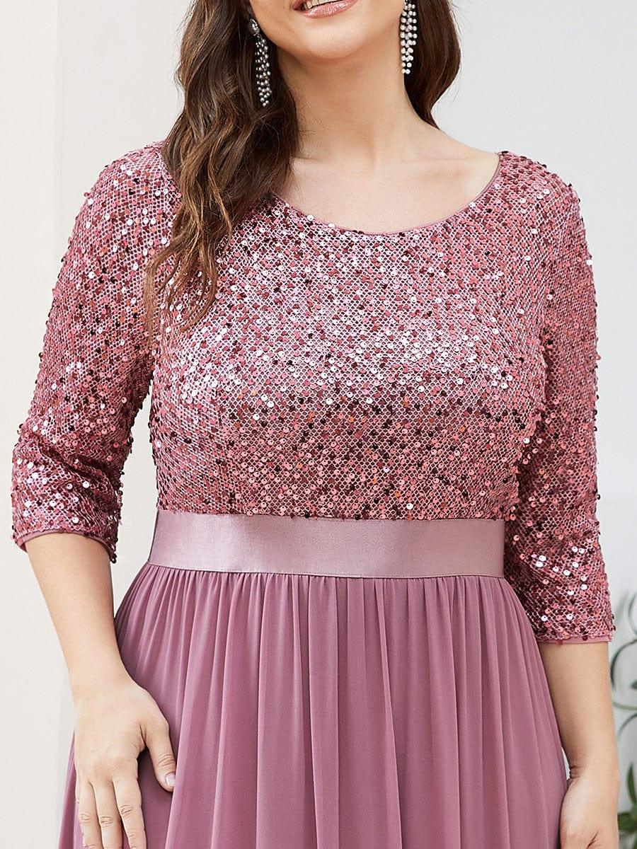 ever FLORENCE|Sequin Round Neckline Dress with Chiffon